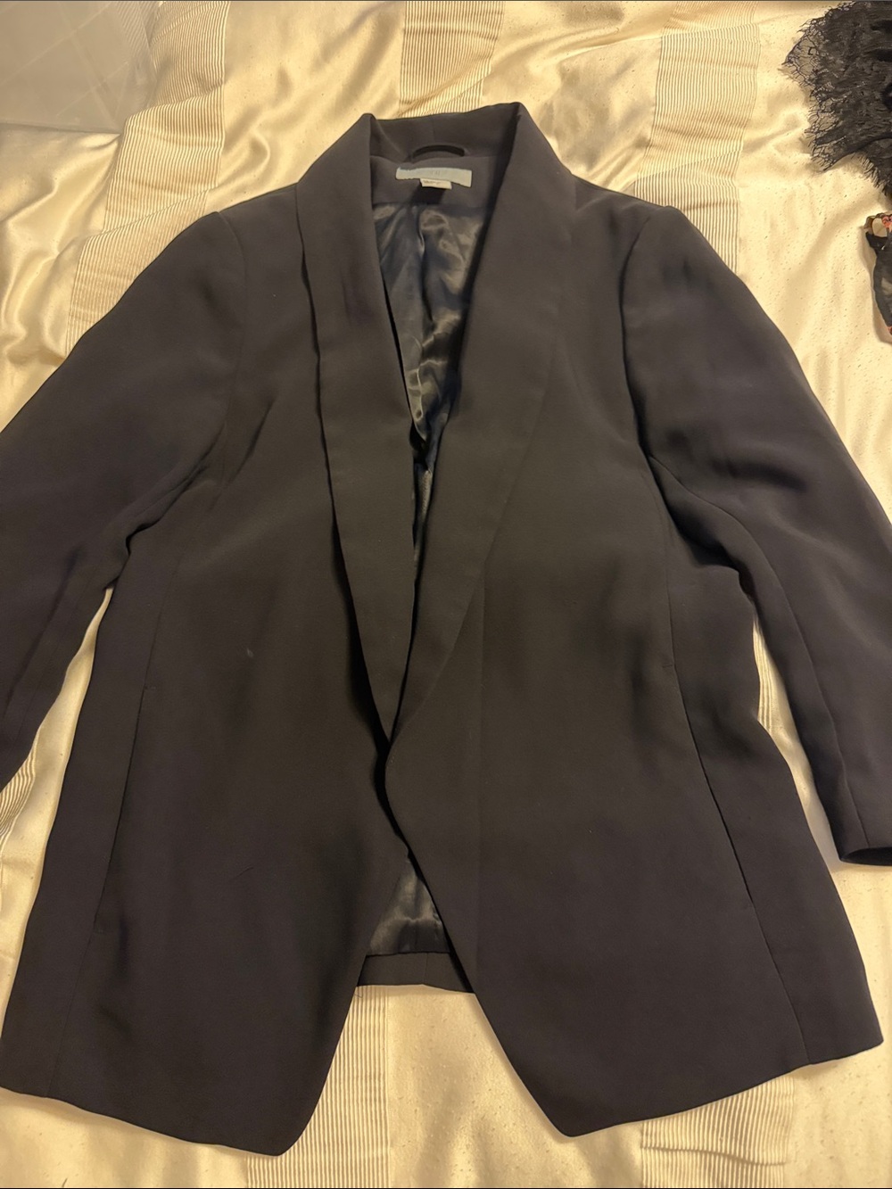 Women’s Black Draped Open-Front Blazer Jacket
